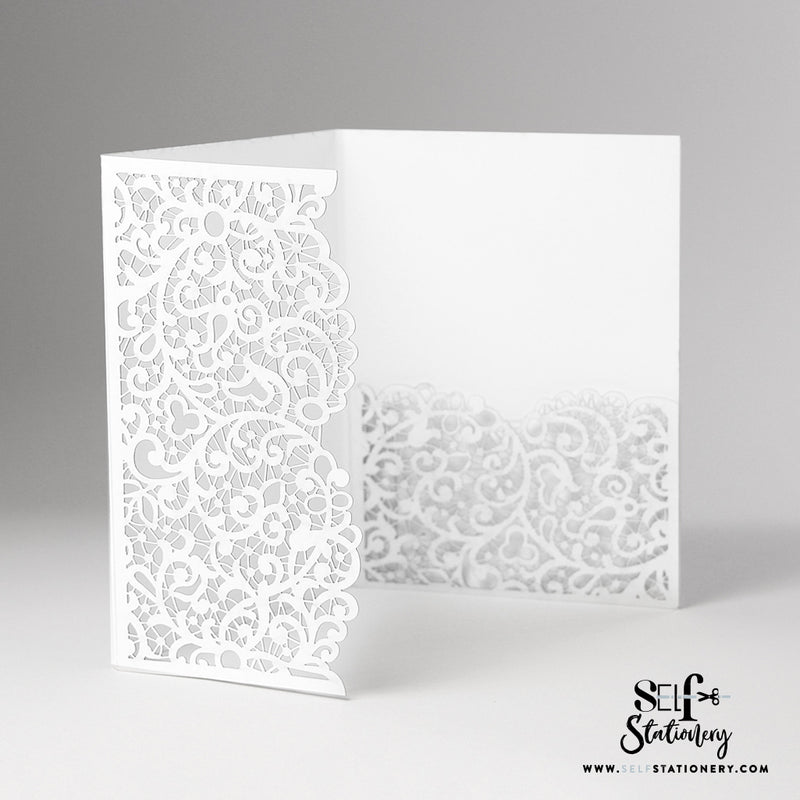 White Matte Laser Cut Pocket Fold With Envelope