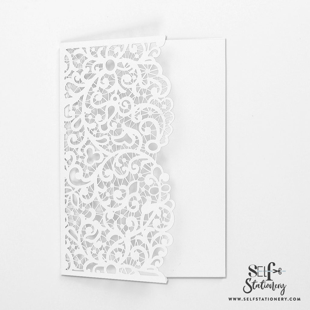 White Matte Laser Cut Pocket Fold With Envelope