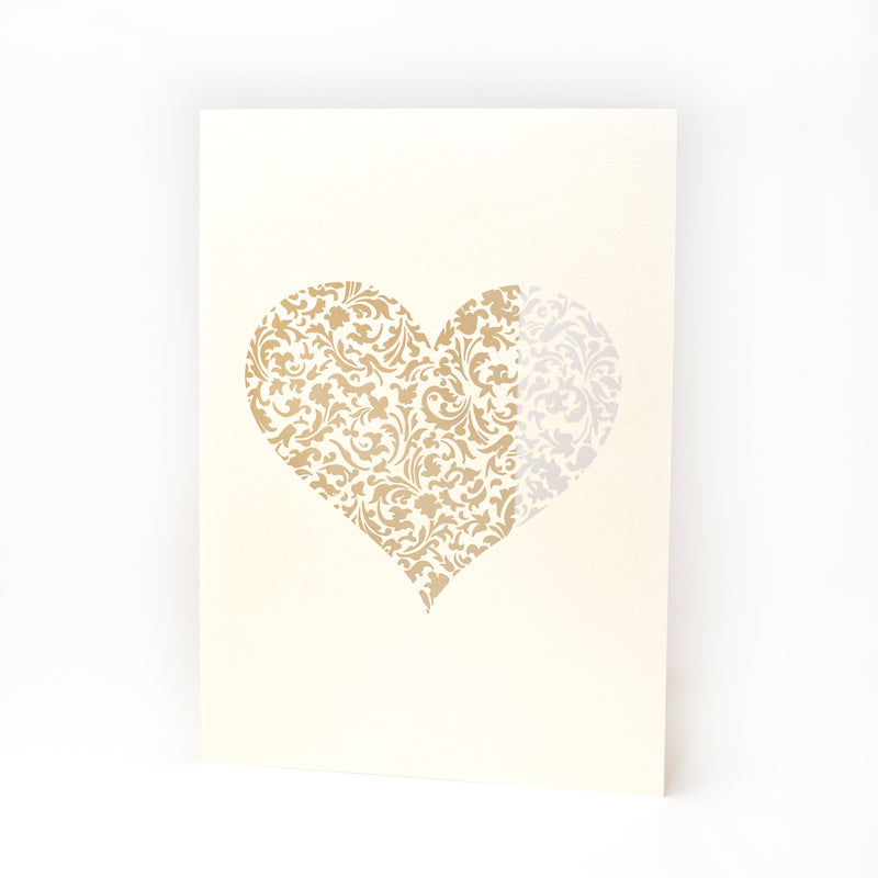 Cream Metallic Laser Cut Cover with Heart