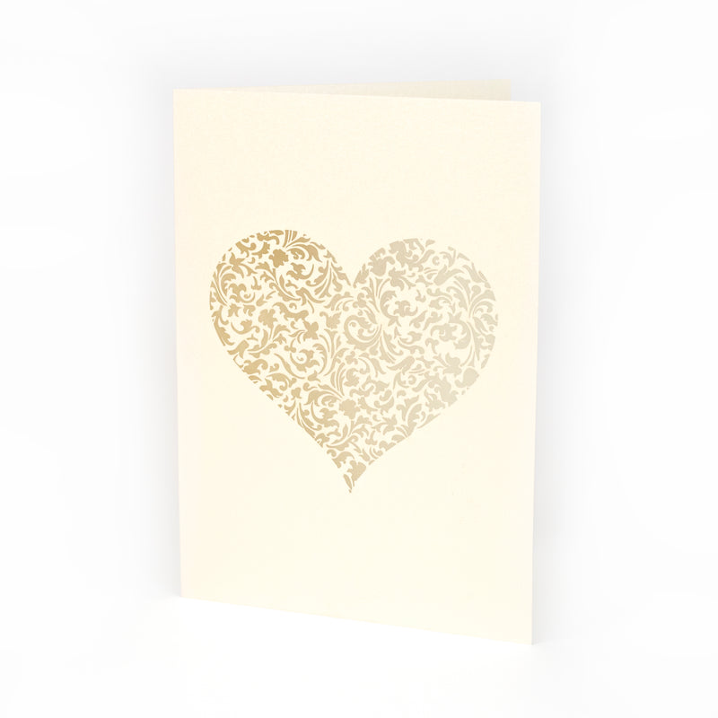 Cream Metallic Laser Cut Cover with Heart