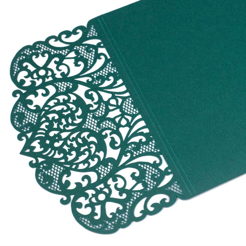 Dark Green Laser Cut Pocket Fold With Envelope