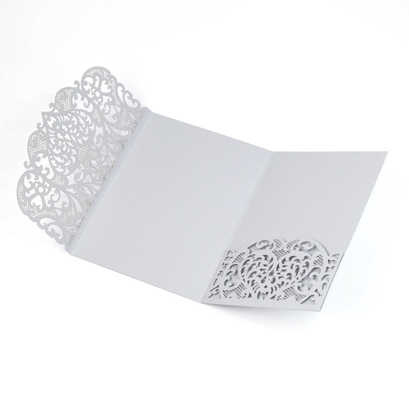 Grey Laser Cut Pocket Fold With Envelope