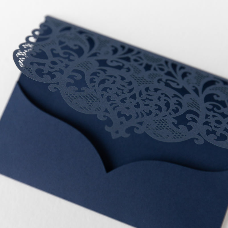 Navy Blue Laser Cut Cover Pocket