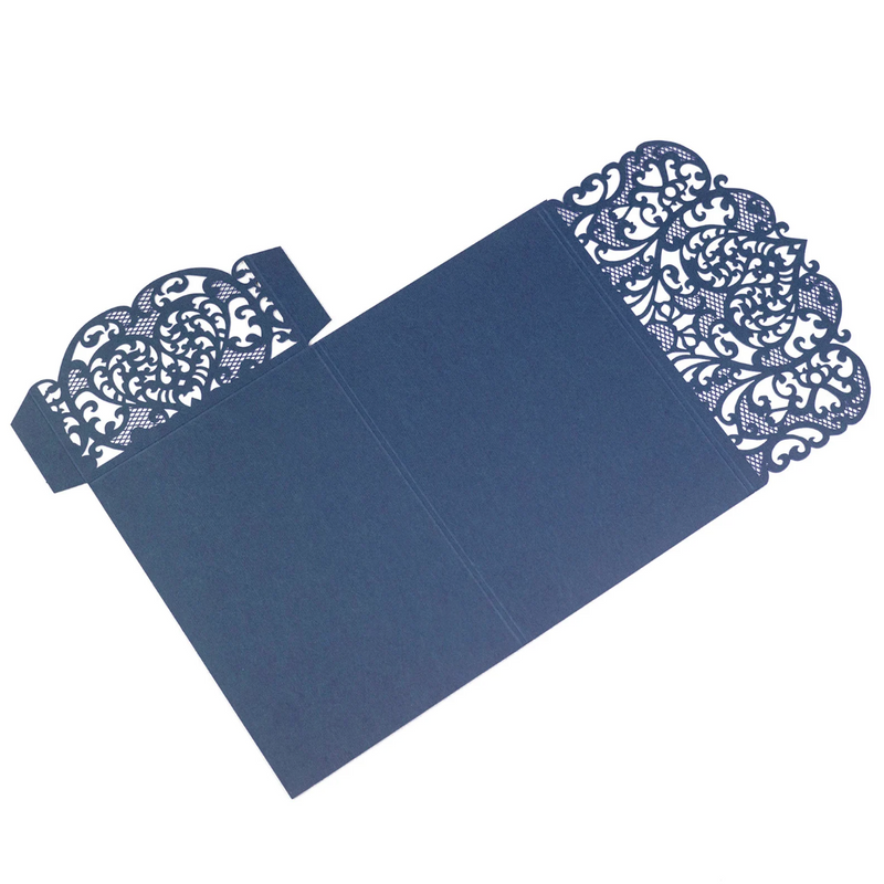 Navy Blue Laser Cut Pocket Fold With Envelope