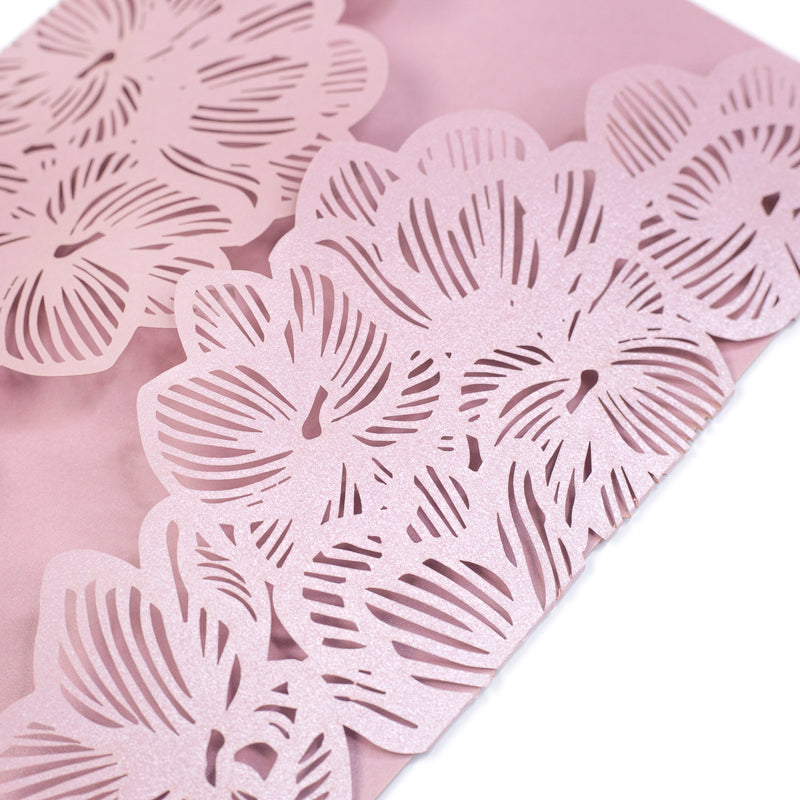 Pink Metallic Laser Cut Cover with Flowers