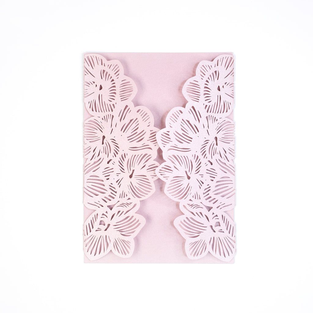 Pink Metallic Laser Cut Cover with Flowers