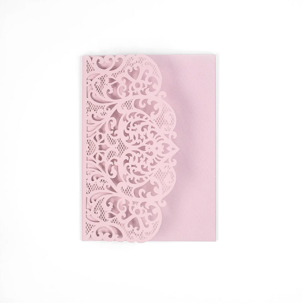 Pink Laser Cut Pocket Fold With Envelope