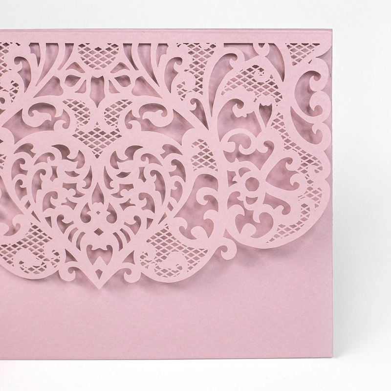 Pink Laser Cut Pocket Fold With Envelope