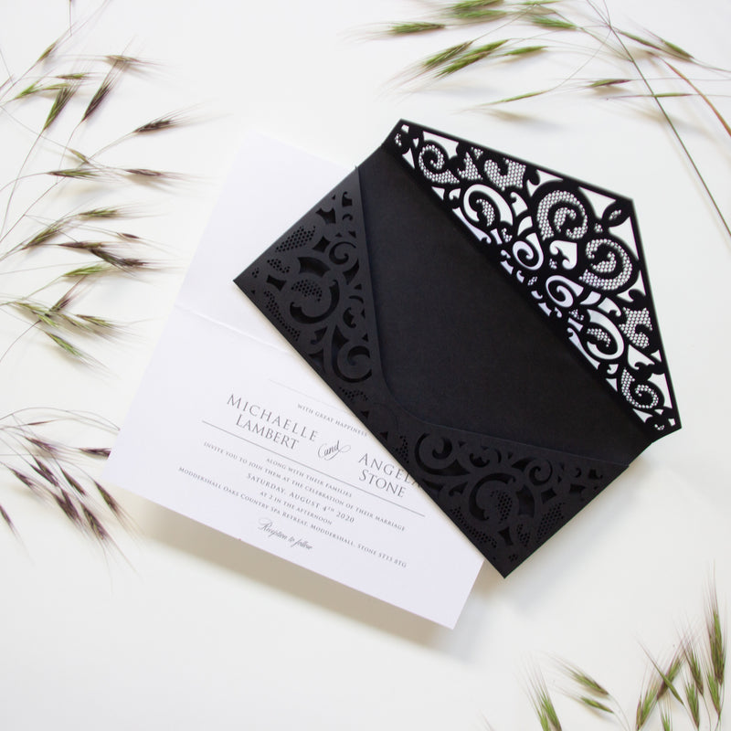 Black Pocket Invitation Holographic Ornament Foil