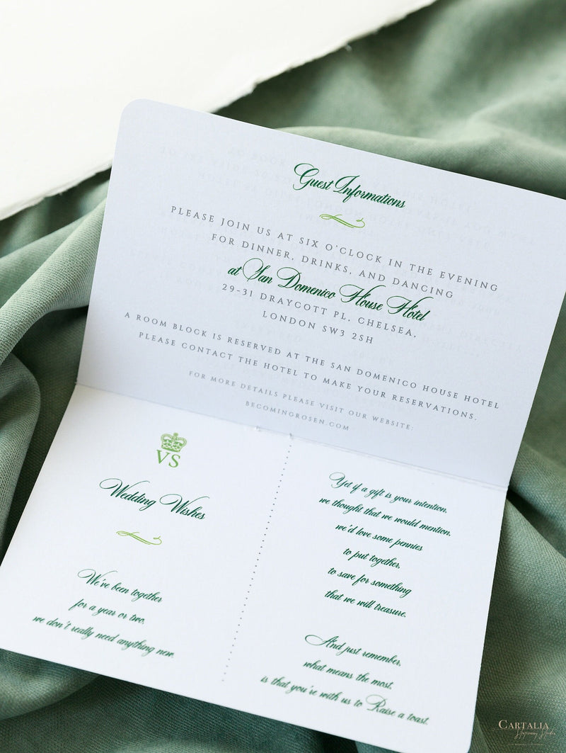 Sage Green Luxury Passport Wedding Invitation with Gold Foil + Engraved Plane, Destination Wedding, Wedding Abroad, Boarding Pass, Travel