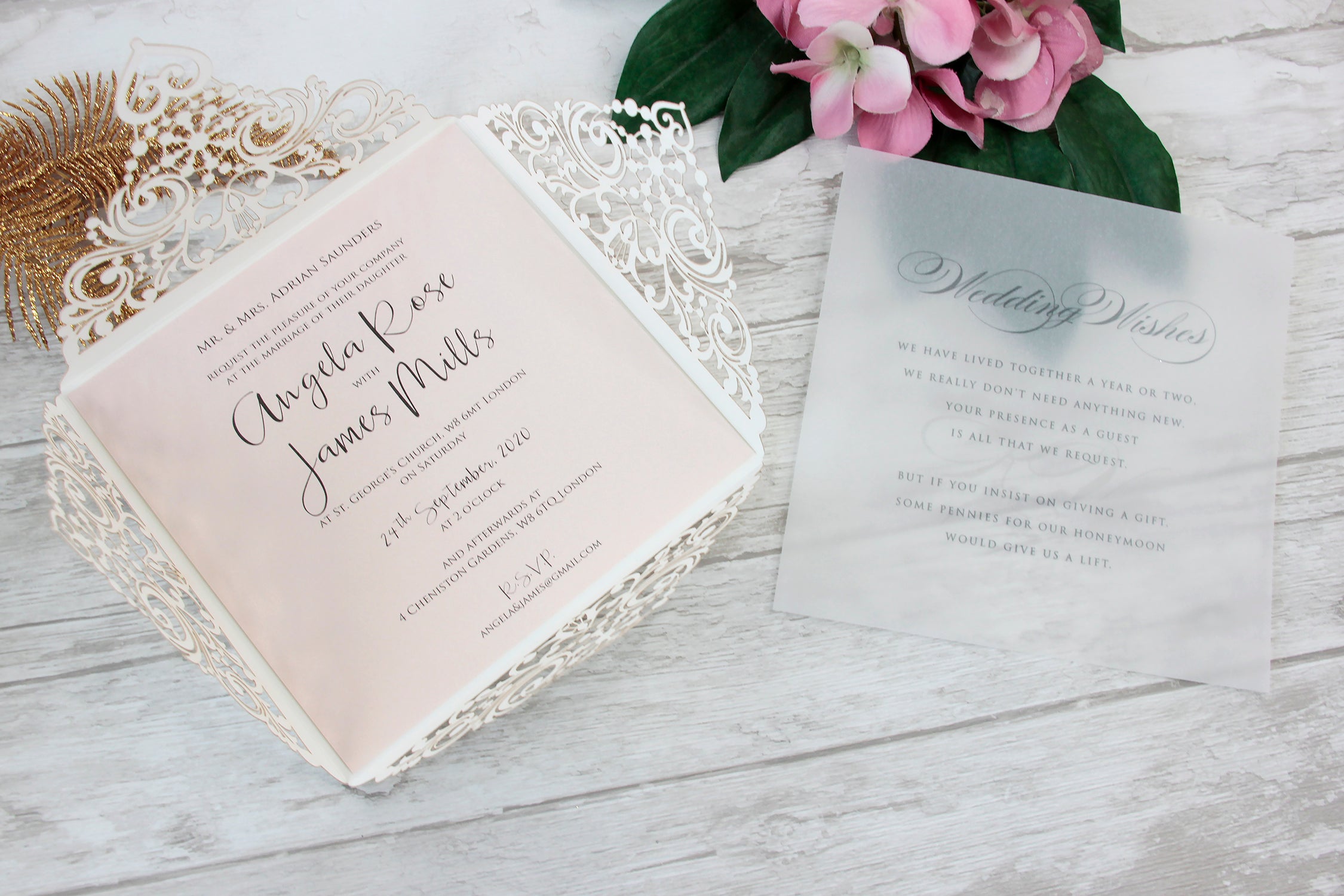 Square Invitations Lace Elegant Square Invitations with Gold Glitter – Self Stationery