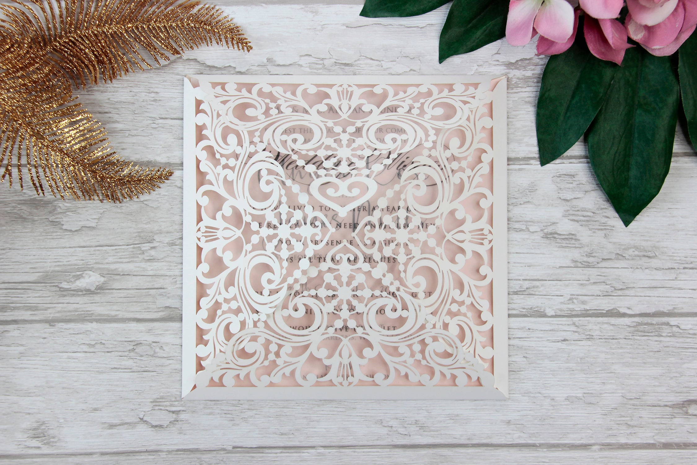Square Invitations Lace Elegant Square Invitations with Gold Glitter – Self Stationery